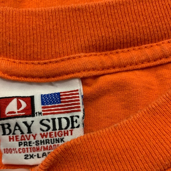 Bayside USA-Made Long Sleeve T-Shirt with a Pocket - Orange, - Picture 10 of 11